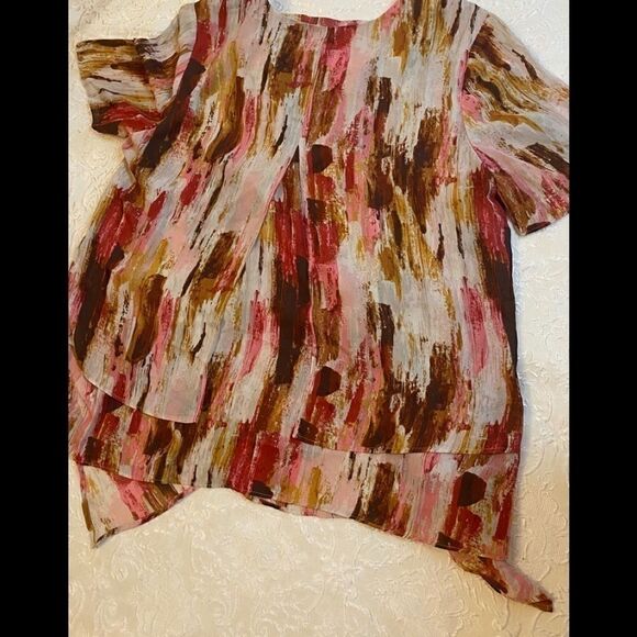 💥H by Halston short sleeve layered multicolor top size : 8 - Picture 9 of 9